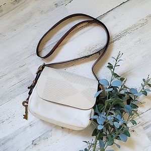 Fossil Cream Leather Crossbody Purse
